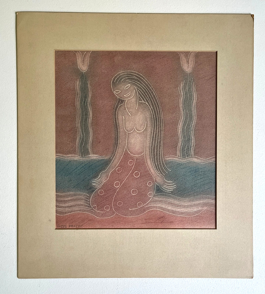 Antique Watercolor Art Deco Style Painting by Hazel Frazee, Chicago, IL