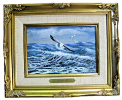 James Gunning (1925-2010) Oil on Canvas Painting Seascape „Eastern Sea“ 5″ x 7″
