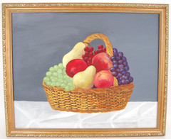 Vtg 1990’s Original Signed Carmen Girata Basket With Fruits Oil Painting 20X16