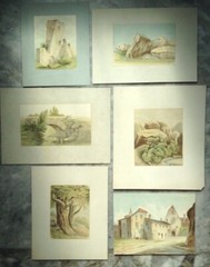 Konvolut 6 kleiner Aquarellzeichnungen von Heinrich Scharff z.T. handsigniert
