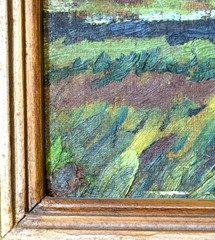 LOVELY HILLSIDE FARM OIL ON CANVASBOARD c1924 Leighton Cram American (1895-1981)