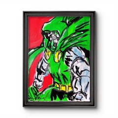 Aleph Hand Painted Dr. Doom 9×12 Marvel Pop Art Acrylic Living Room Decor Canvas