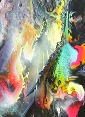 SETH MCMAHON & OTHER PAIR OF ABSTRACT ACYLIC ON CANVAS FANTASY PAINTINGS