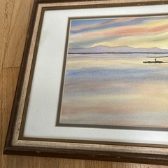 Jim Tally Water Color “Sunset” Signed Framed W/ About The Artist 11.5x22in