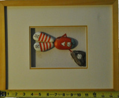 Original STONE ART Baseball Player Framed, Matted OOAK Hand Painted by Leean