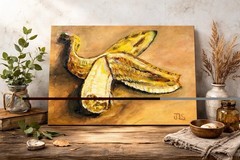 Peeled Banana Painting 11×14 Still Life Acrylic Art