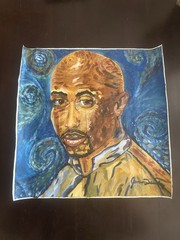 Tupac Shakur Hand Oil Painting 16×16 Canvas R U Still Down Album Booklet Art.