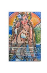Mermaid in shallow waters, Blood Moon…Colorful ACEO ORIGINAL ILLUSTRATION ART