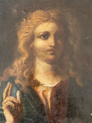 RARE 17th ITALIAN SCHOOL – OIL CANVAS PAINTING – SALVATOR MUNDI