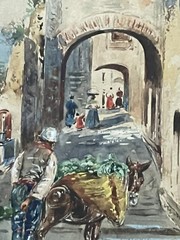 Antique Painting Impressionist Village Landscape 1910’s Vintage Italy De Fulvis