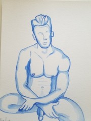 9×12 Watercolor original art minimalist gay art