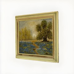 Orig Framed Oil Painting Texas Landscape with Bluebonnets, Charlotte Allen 25×21