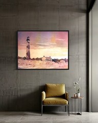Watercolor landscape Cape Lookout Outer Banks (OBX), NC coastal art (original)