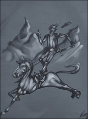 Cuban Art – Riding in the Clouds by Osmel Fernandez Estevez 11.5 x 15.5