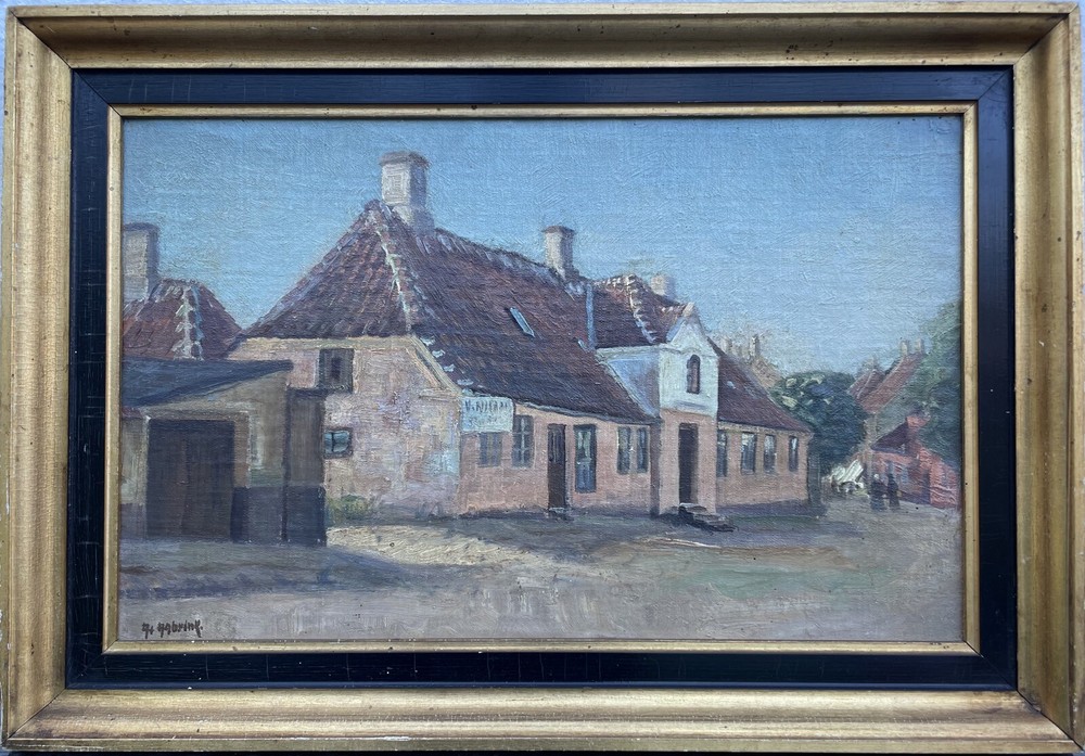 Impressionist Axel Aabrink 1887-1965 Danish Village Oil Painting