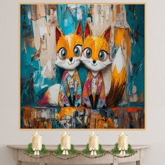 Foxes in Pajamas for Kids Room Decor Flat Rolled, Framed or Wrapped Canvas