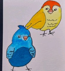ACEO Original Art Card ATC Watercolor Farm Animals Series# 1 – Colorful Birds