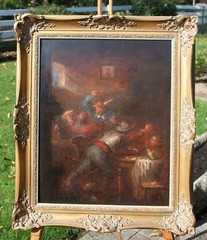 „Falschspieler“ Rud. WOLF 1877-1940 Leipzig/München Öl/Holz 50×40 cm Rahmen