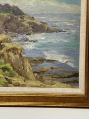 ANTIQUE CALIFORNIA BEACH PAINTING COASTAL IMPRESSIONIST CLIFFS SEASCAPE KEFFER
