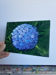 Hydrangea,blue,flowers,bouquet Acrylic paintings on canvas original 5/7