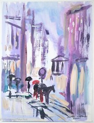 Beautiful Gouache Impressionist Painting by Walter Williams 2002, Excellent!