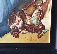 50″ Wide Framed Oil On Canvas Painting After Francois Boucher „Diana Bathing“