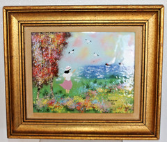 Vintage Louis Cardin Painting-Enamel on Copper Authenticated L’ete Painting 1982