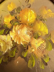 Vintage Impressionist Floral Oil Painting Ornate Gilt Oval Frame Signed Original