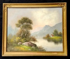 Antique Original Hudson River Pastel Painting William Henry Chandler (1854-1928)