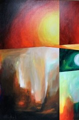 ORIGINAL ABSTRACT PAINTING ON GALLERY CANVAS COLORFUL 36x24x1.5 Inches
