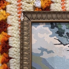 Vintage Framed Handpainted Landscape Lake Mountains Trees Nature 8 x 10 in