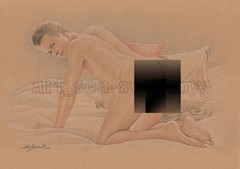 Original drawing A4 Art Colored Pencil painting male model on kraft paper new183