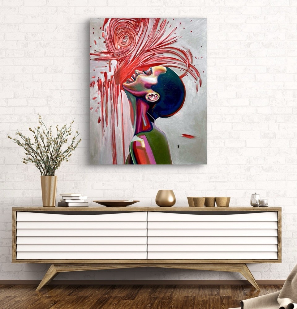 ORIGINAL Acrylic Picture Painting XXL Woman Abstract Art Portrait Modern HAND PAINTED