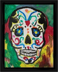 Expressionism/Abstract Skull head 11 x 14 Signed Colorful Street Art Painting
