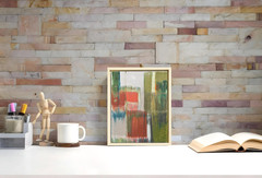 Abstract Oil Painting, Original Vertical Small Framed Artwork, Contemporary Art