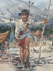 Large Original Realism Painting Colonial Pioneers Military Soldiers Landscape