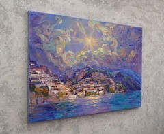 Amalfi coast Original Oil Painting Impasto Italian Seascape by S Chernyakovsky