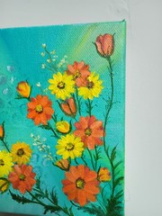Art 6″/6″ Wild Flowers Original Oil Painting Bouquet. Valentine’s Day Sale