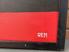 Vintage Geometric Shapes Abstract Painting Art Wall Hanging Signed REM Menges