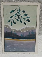 Winter Loch Horizon – OOAK Highland ACEO by Virginia Watercolor Pen