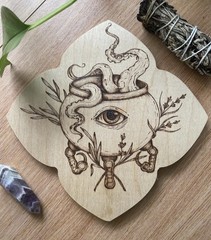 Cauldron Wood burning OOAK Octopus Herbs Witchy Art CalicoCallieInk Pagan Spooky