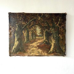 Handcrafted Landscape Oil Painting „Arched Pathway“ Elegant Small Artwork