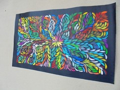 LOUISE NUMINA 100 x 60 cm Original Aboriginal Painting. Bush Medicine Leaves
