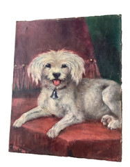 Alfred DECAEN Signed – Antique French Academic Oil 1897’s – Portrait Dog Poodle