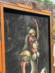 VTG 1970s Black Velvet Spanish Woman Dancer Painting Mexico Flamenco