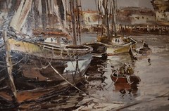 B Wilder Signed Boat Ship Fish Harbor Impressionism Large Original Oil Painting