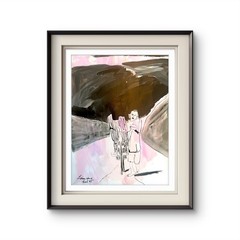 Abstract Figurative 9″x12″Original Acrylic Paper Expressionism Home Decor Art