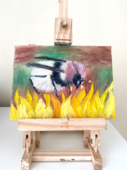 Honey Bee Oil Painting Original 6×8 Palette Knife Beekeeper Art Unframed