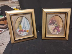 Pair Of Smaller Ori. Vtg Still Life Oil Paintings In Dec. Frames/Signed/5.5×7″