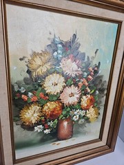 Beautiful Oil Painting Painting Flowers Still Life Vase Signed Ritter 23.5×19.5″
